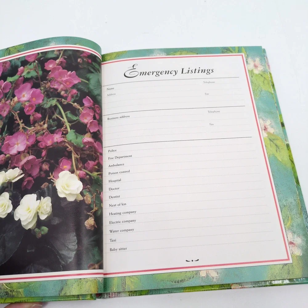 Tormont Vintage 1995 Floral Address Book Telephone‎ Nature Photography Hardcover
